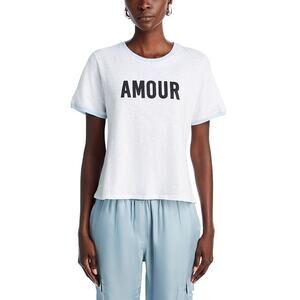 Cinq A Sept Cotton Two Tone White Short Sleeve 'Amour' Graphic Tee Size XS